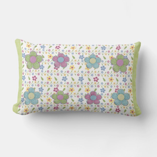 Digital Flower Pattern Multicolored Lumbar Cushion (Front)