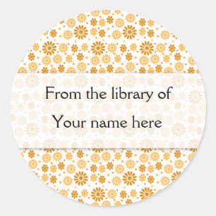 Digital Flowers Personalised Bookplates Classic Round Sticker