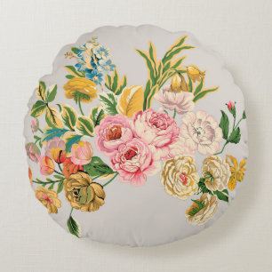 Digital Flowers watercolor illustration. Manual or Round Cushion