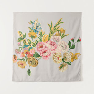 Digital Flowers watercolor illustration. Manual or Tapestry