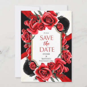Digital Formal Crimson Red Roses Wedding Save The Date