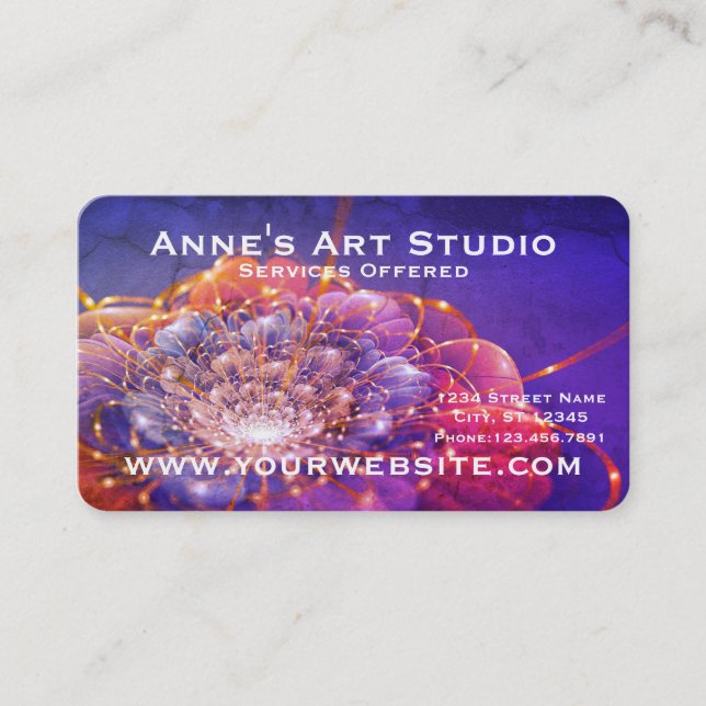 Digital Fractal Floral Business Card (Front)