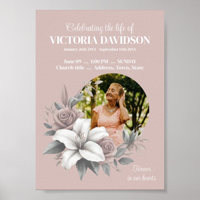 Digital Funeral Announcement Instant Download Post Poster (Front)