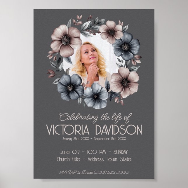 Digital Funeral Announcement Instant Download Poster (Front)