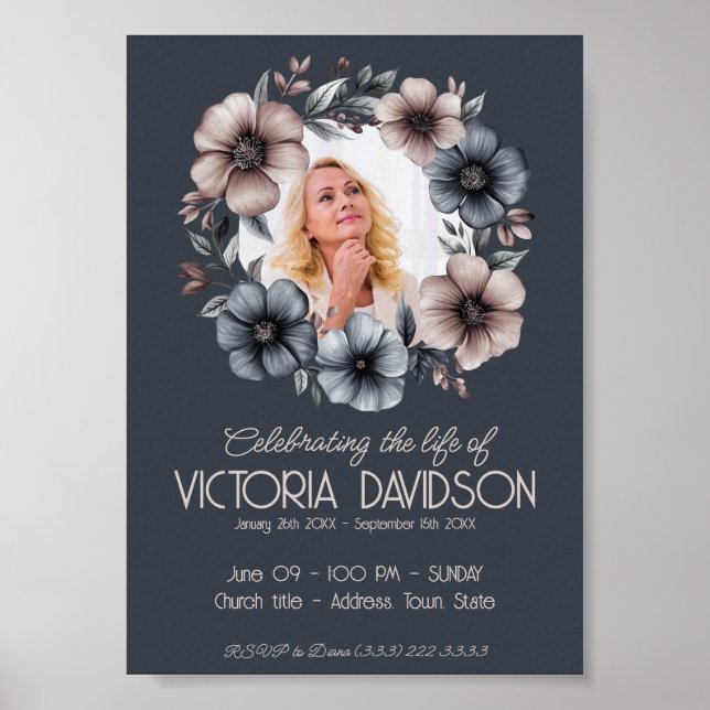 Digital Funeral Announcement Instant Download Poster (Front)