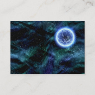 Digital Galaxy Alien Planet In Space Blue Nebula Business Card