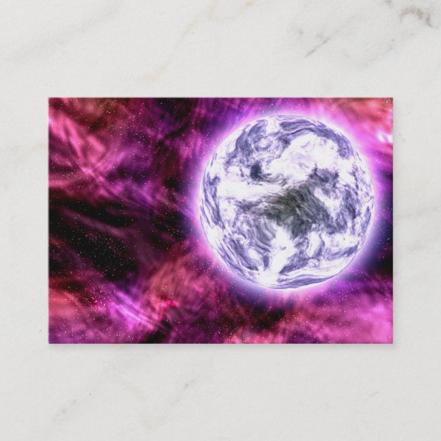Digital Galaxy Alien Planet In Space Pink Nebula Business Card (Front)