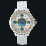 DIGITAL GEM STONE  gold blue sapphire Watch<br><div class="desc">Elegant , classy and unique design with a vibrant 3D gem stone -Digital printing design by BALDESIGN3D (c)</div>