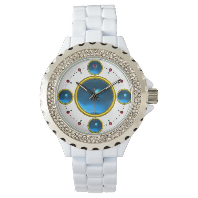 DIGITAL GEM STONE  gold blue sapphire Watch (Front)