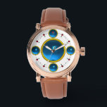 DIGITAL GEM STONE  gold blue sapphire Watch<br><div class="desc">Elegant , classy and unique design with a vibrant 3D gem stone -Digital printing design by BALDESIGN3D (c)</div>