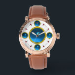 DIGITAL GEM STONE  gold blue sapphire Watch<br><div class="desc">Elegant , classy and unique design with a vibrant 3D gem stone -Digital printing design by BALDESIGN3D (c)</div>