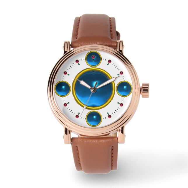 DIGITAL GEM STONE  gold blue sapphire Watch (Front)