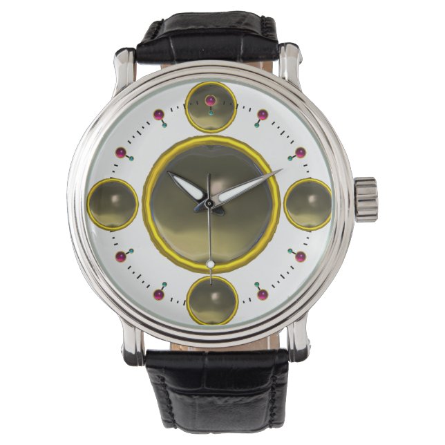 DIGITAL GEM STONE  gold grey agate Watch (Front)