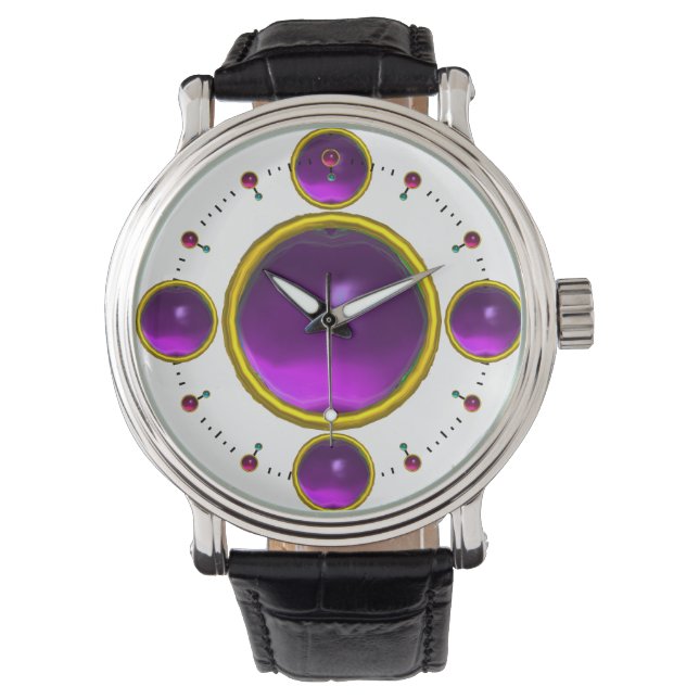 DIGITAL GEM STONE  gold purple amethist Watch (Front)