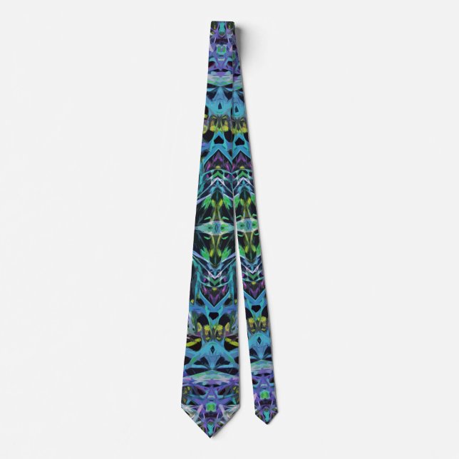 Digital geometric abstract in blue. tie (Front)
