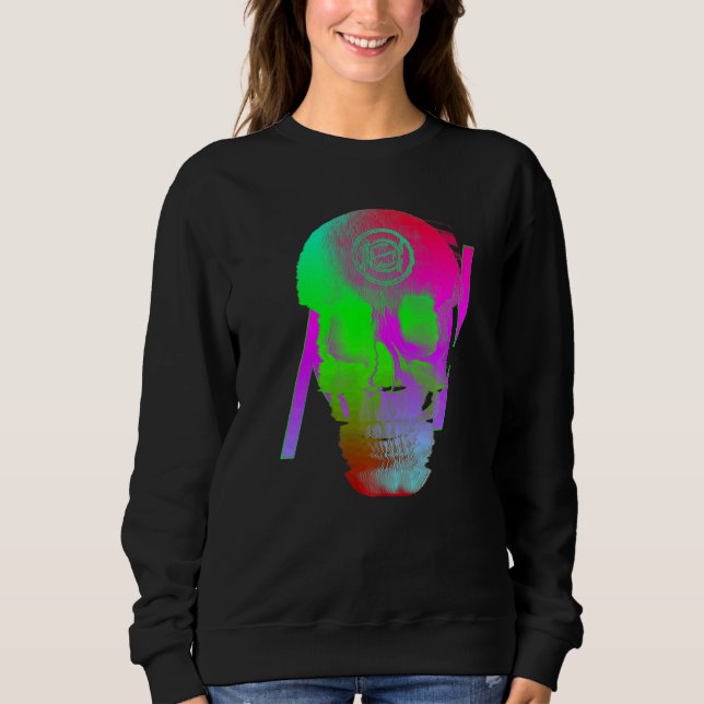 Digital Ghost Skull Glitch Sweatshirt (Front)