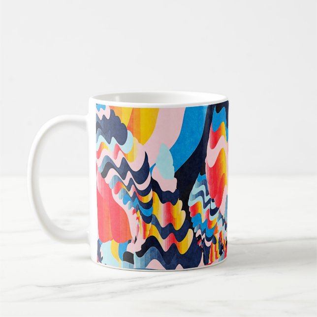 digital glitch art background coffee mug (Left)