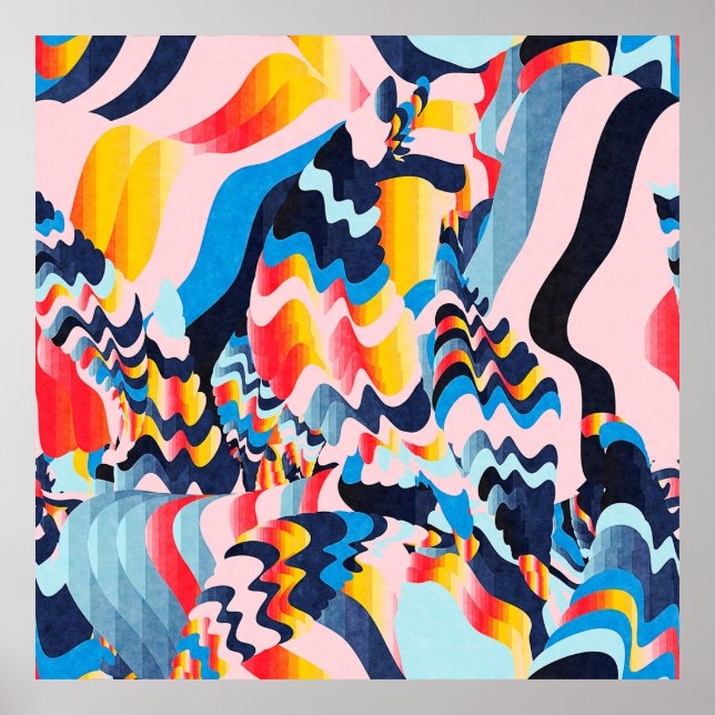 digital glitch art background poster (Front)