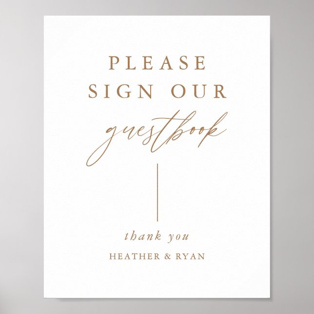 Digital Gold Calligraphy Sign Our Guestbook  (Front)
