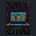 Digital Graffiti: Pop Art Laptop Poster<br><div class="desc">Celebrate the intersection of tech culture and street art with Digital Graffiti , a vibrant pop art design featuring a laptop covered in Keith Haring-style neon graffiti. Cartoonish figures dance across the screen, morphing into tribal patterns and pixelated shapes. Electric blue, bright pink, and lime green dominate the palette, while...</div>