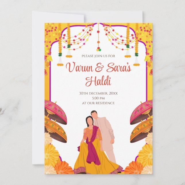 Digital Haldi invitations & Digital Haldi invites (Front)