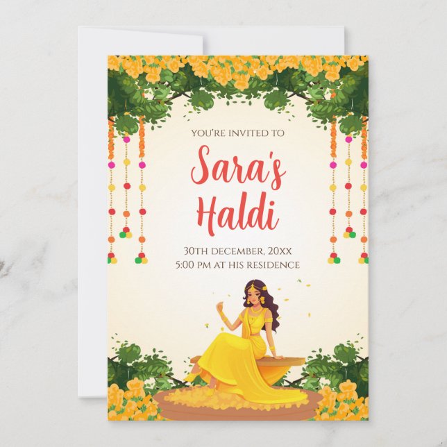 Digital Haldi invites Haldi invitations Pithi (Front)