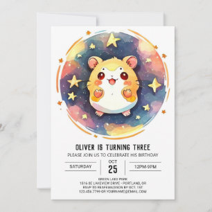 Digital Happy Hamster Birthday Invitation