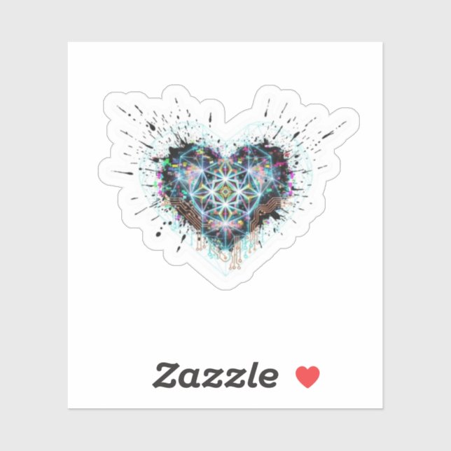 Digital Heart Sacred Geometry Heart Design  (Sheet)