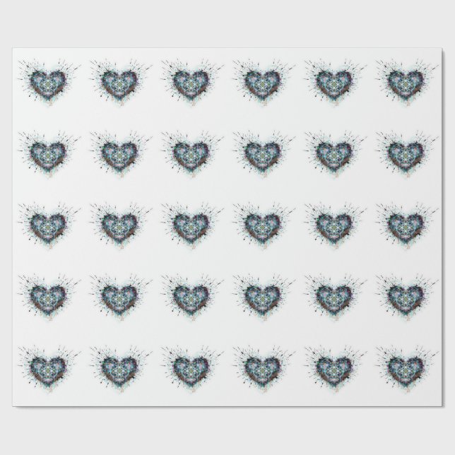 Digital Heart Sacred Geometry Heart Design  Wrapping Paper (Flat)
