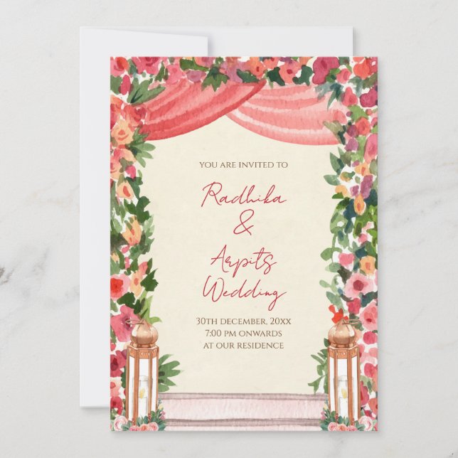 Digital Hindu invitation Indian wedding cards (Front)