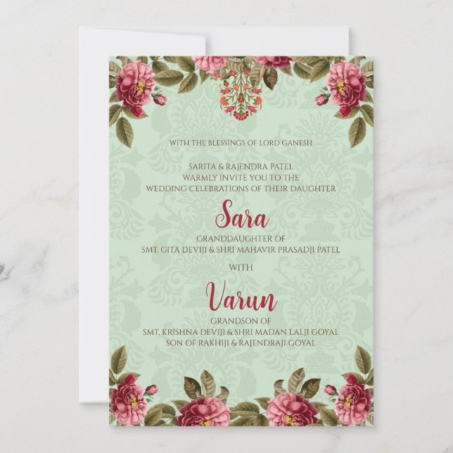 Digital Hindu Wedding card Indian wedding card (Front)