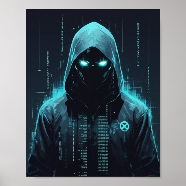 Digital Hooded Hacker Poster (Front)