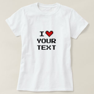 Digital i heart pixel design t shirt for women
