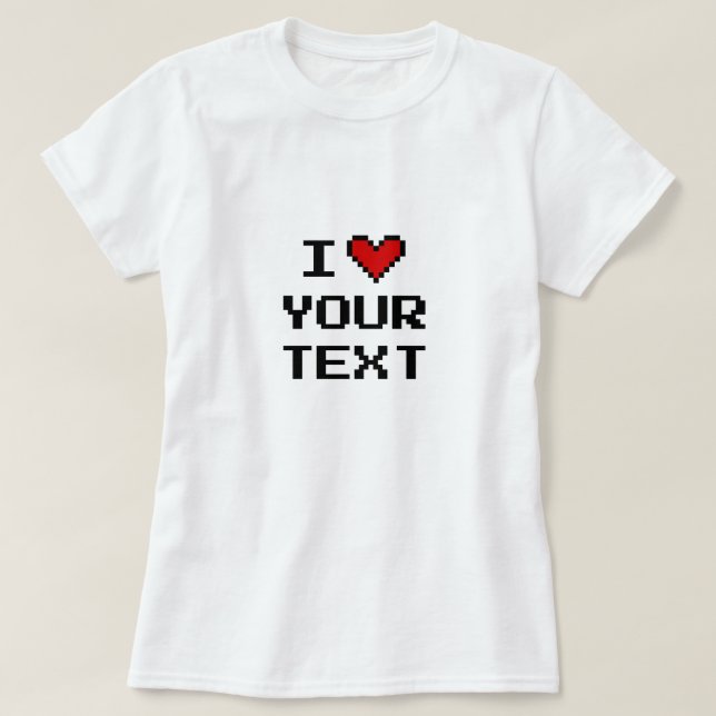 Digital i heart pixel design t shirt for women (Design Front)