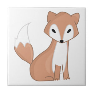 Digital Illustration Of A Cute Fox Ceramic Tile