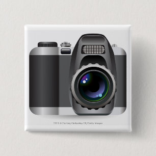 Digital illustration of digital camera 15 cm square badge