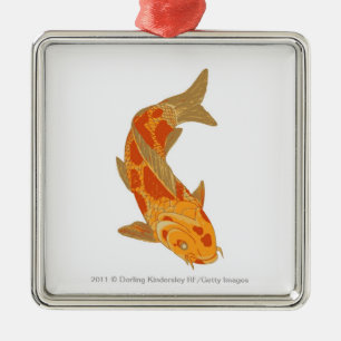 Digital illustration of Koi Carp Metal Tree Decoration