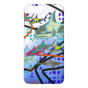 digital illustration of sharks iPhone 8 plus/7 plus case