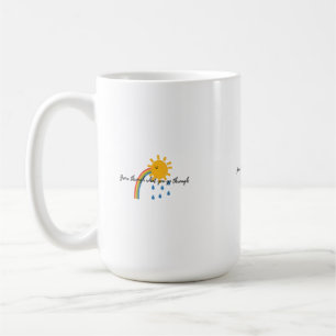 Digital Illustration of Smiling Sun with Rainbow Coffee Mug