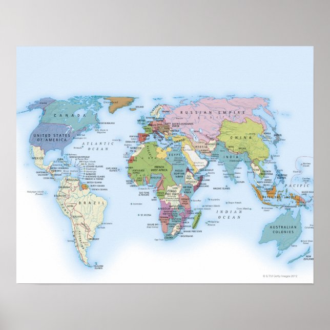 Digital illustration of the world in 1900 poster (Front)