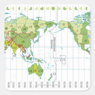 Digital illustration of world map showing time square sticker
