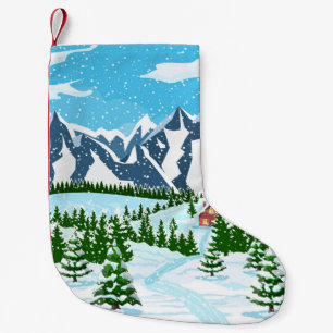 Digital illustration with the inscription coffee t small christmas stocking
