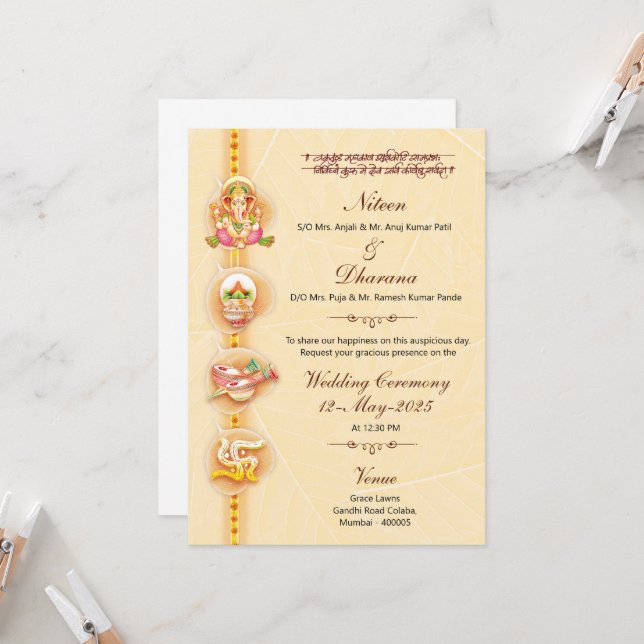 Digital Indian Wedding Invitation (Front/Back In Situ)