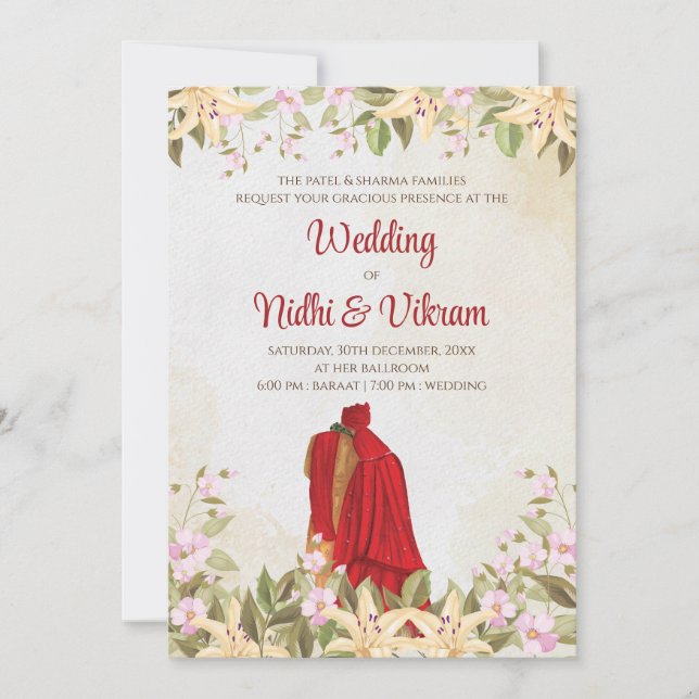 Digital Indian wedding invitations & Indian invite (Front)
