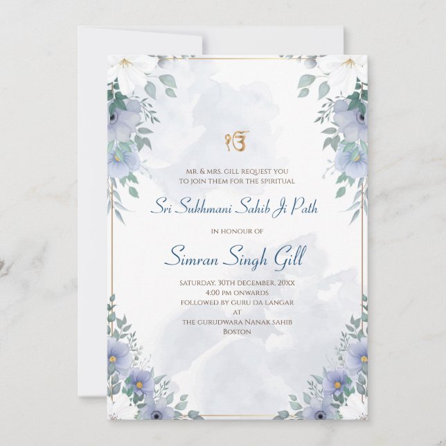 Digital invitation for Sri Sukhmani Sahib path (Front)
