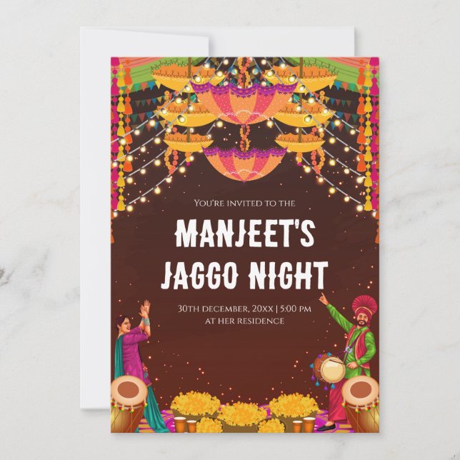 Digital Jago Night invitation Jaggo invites (Front)