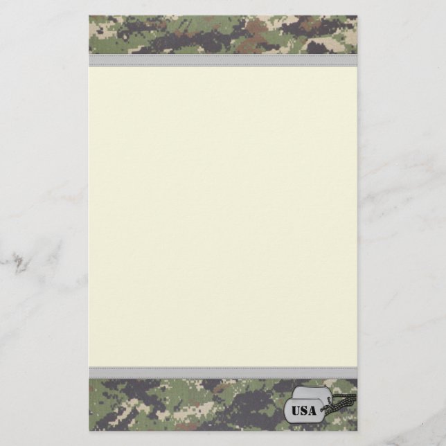 Digital Jungle Military Camouflage w/ ID Tag Stationery (Front)