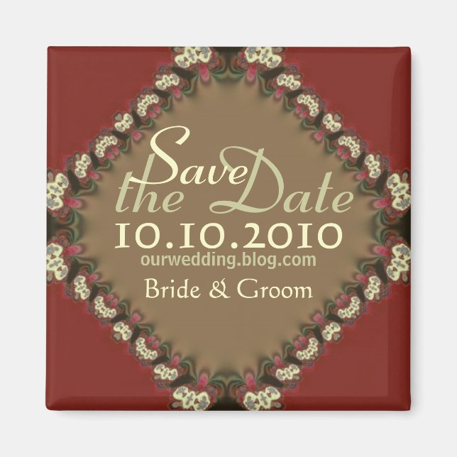 Digital Lace Brocade Save the Date Magnet (Front)