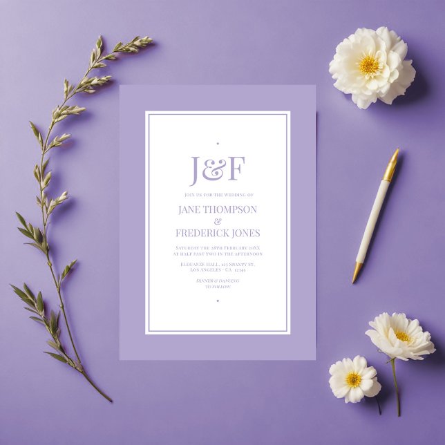 Digital Lavender Colour Wedding Invitation (Digital Lavender Color Wedding Invitation)