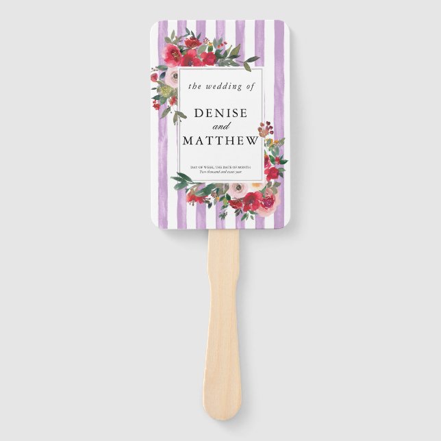 Digital Lavender Coloured Wedding Invitation Hand Fan (Front)